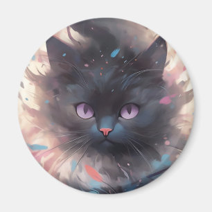 Mystical Watercolor Black Cat Cute Cat Magnet