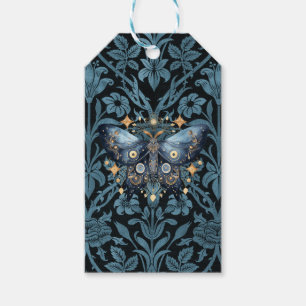 Mystical Watercolor Blue and Gold Night Moth Gift Tags