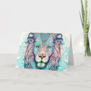 Mystical Watercolor Lion Thank You Card