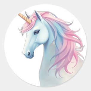Mystical Watercolor Unicorn Classic Round Sticker