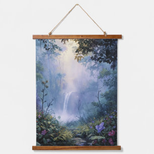 Mystical Waterfall Glow Enchanted Forest Art Hanging Tapestry