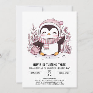 Mystical Whimsical Penguin Digital Birthday Invitation