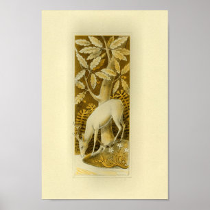 Mystical White Deer in Woods 1877 Print