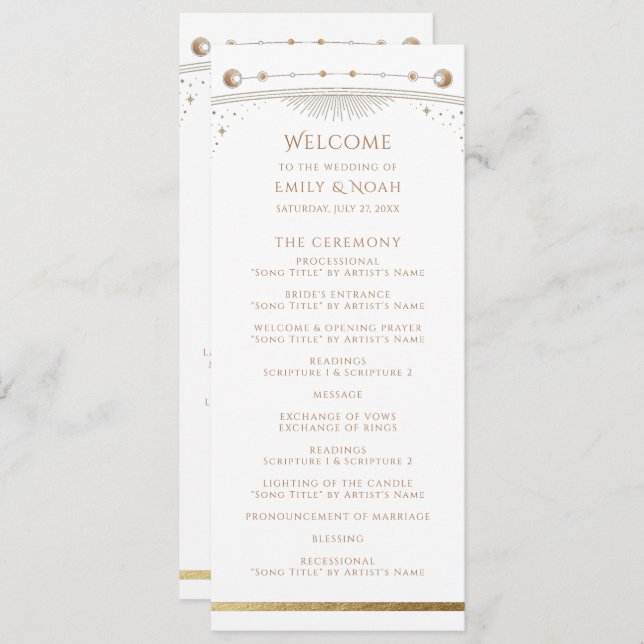 Mystical White Gold Sun Star Moon Astronomy Space Program (Front/Back)