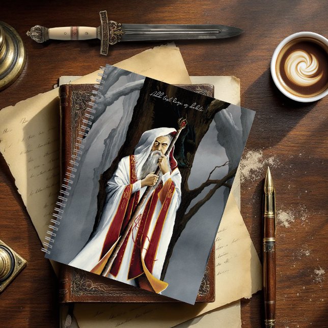 Mystical White Wizard Raven Oak Tree Fantasy Notebook (Creator Uploaded)