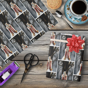 Mystical White Wizard Raven Oak Tree Fantasy Wrapping Paper