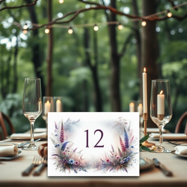 Mystical Wildflowers Rustic Woodland Wedding Table Number (Creator Uploaded)