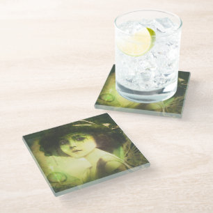 Mystical Willow Tree Fairy Fantasy Art Glass Coaster