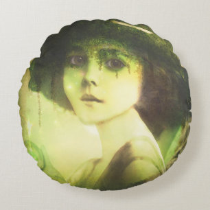 Mystical Willow Tree Fairy Fantasy Art Round Cushion