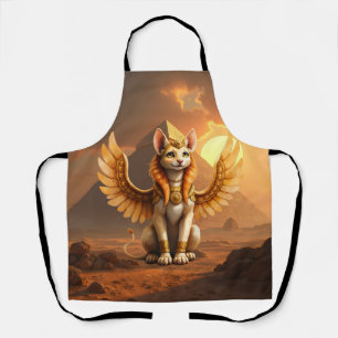 Mystical Winged Cat Sphinx – Egyptian Fantasy Art. Apron