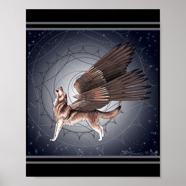 Mystical Winged Wolf Poster (Front)