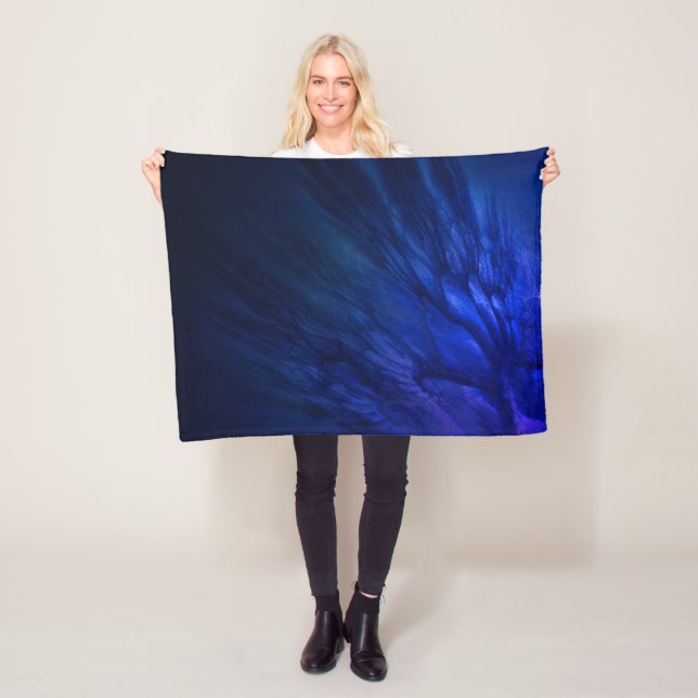 Mystical Wings with Deep Blue Feathers Fleece Blanket (In Situ)