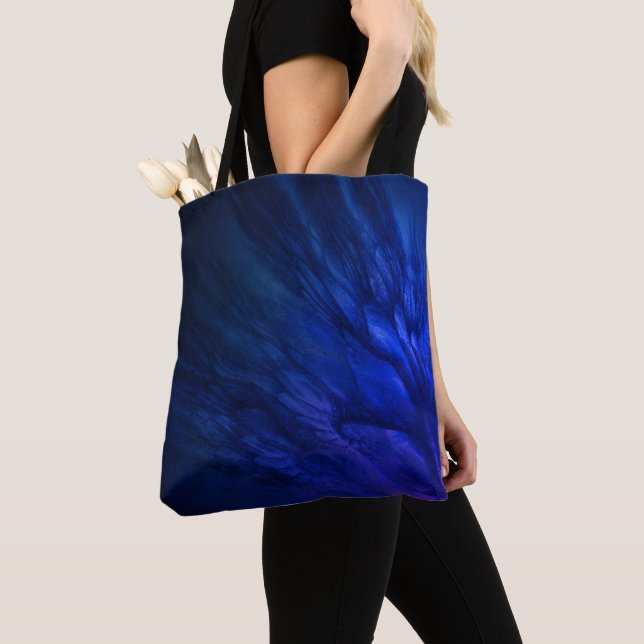 Mystical Wings with Deep Blue Feathers Tote Bag (Close Up)