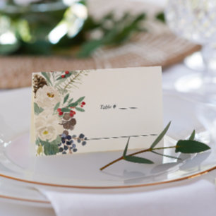 Mystical Winter Botanical Wedding table place Place Card