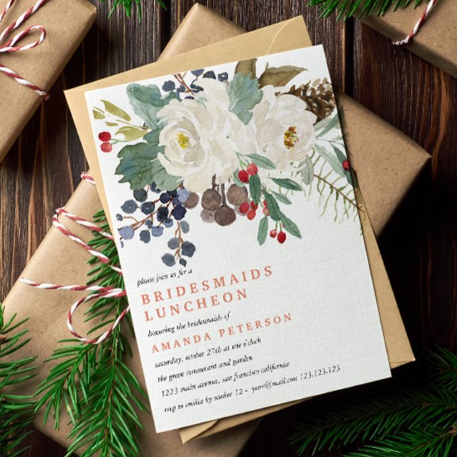 Mystical Winter | Bridesmaids Luncheon Wedding V2 Invitation (Winter Bridesmaid luncheon party or bridal shower. Perfect for Christmas celebration or event)