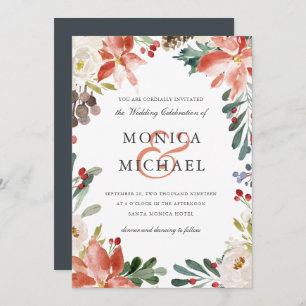 Mystical Winter Floral Frame Wedding Invitation