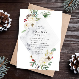 Mystical Winter Floral Holiday Party Invitation