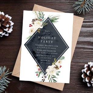 Mystical Winter Floral Holiday Party Invitation