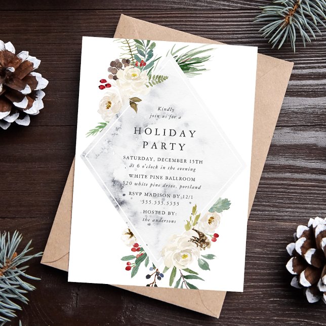 Mystical Winter Floral Holiday Party Invitation (Creator Uploaded)