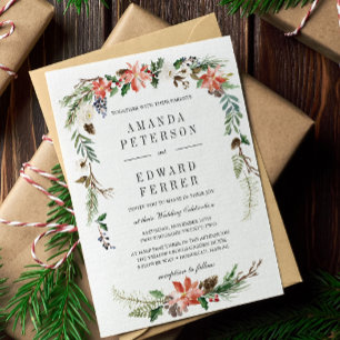 Mystical Winter   Floral Wedding Invitation