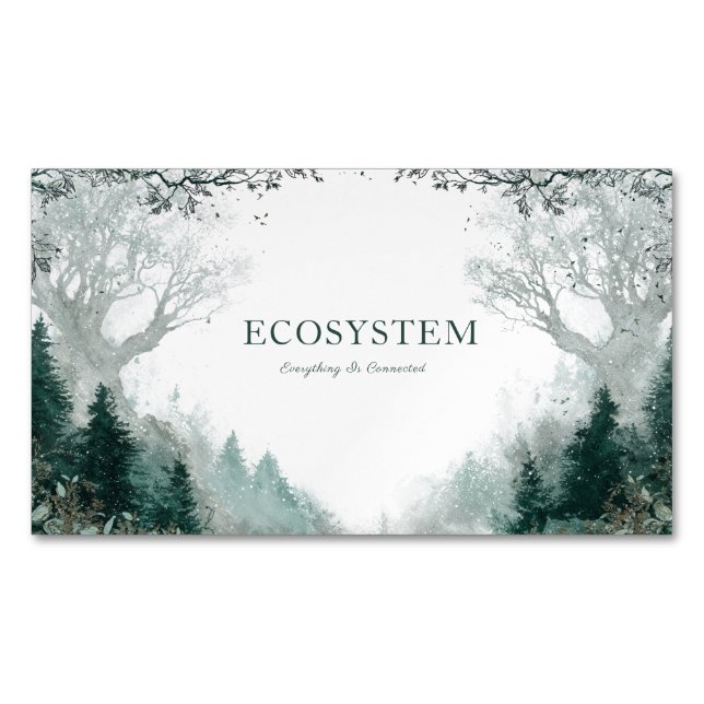 Mystical Winter Forest Bare Tree Icy Blue Rustic Magnetic Business Card (Front)