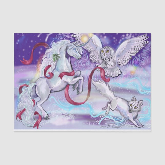 Mystical Winter Unicorn Tissue Paper (Front)
