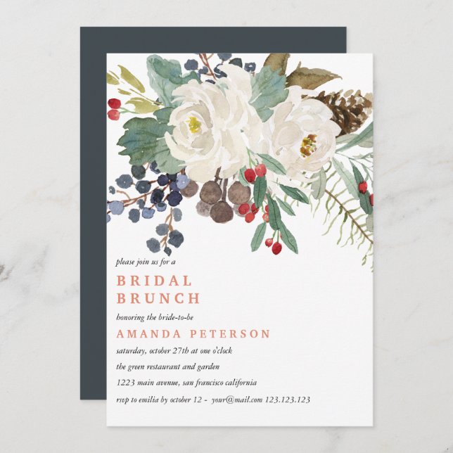 Mystical Winter |  Wedding Bridal Brunch Invitation (Front/Back)