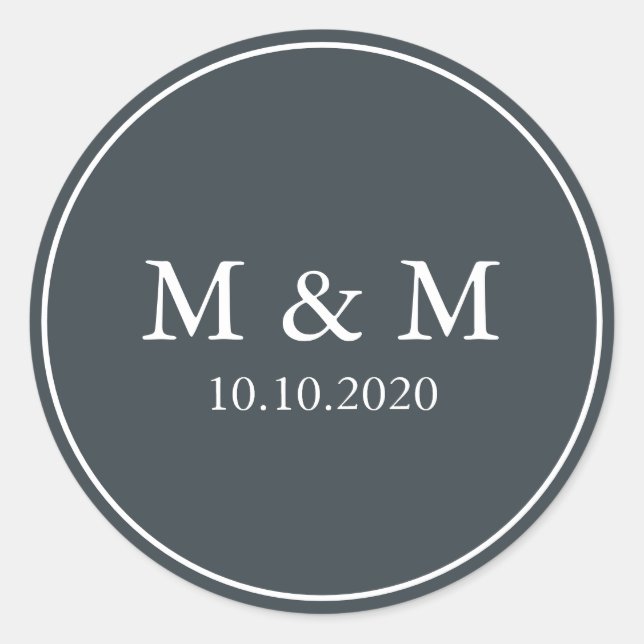 Mystical Winter |  Wedding Classic Monogram Round Sticker (Front)