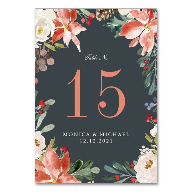 Mystical Winter  WEDDING Personalised Table Number (Front)