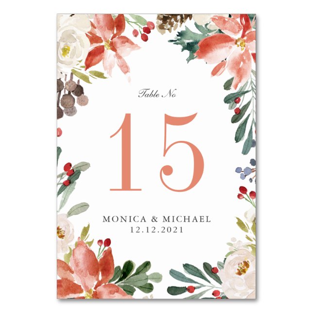 Mystical Winter  WEDDING Personalised Table Number (Front)