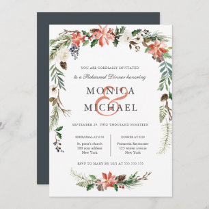 Mystical Winter Wedding Rehearsal Dinner Invitation