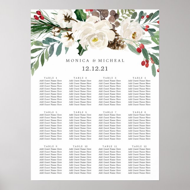 Mystical Winter |  Wedding Seating Chart (Front)
