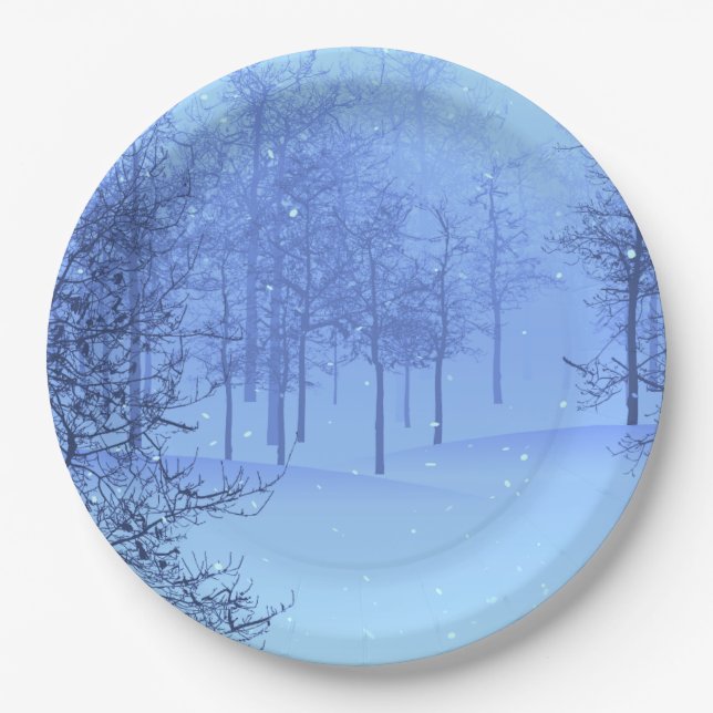 Mystical Winter Wonderland on a Paper Plate (Front)