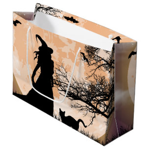 Mystical Witch and Cat Full Moon Large Gift Bag