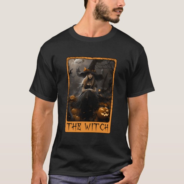 Mystical Witch Tarot Walking In The Forest Hallowe T-Shirt (Front)