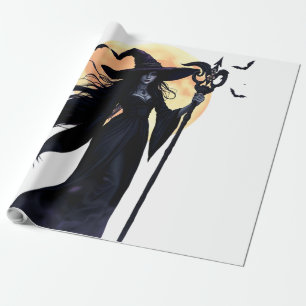 Mystical Witch under a Full Moon Wrapping Paper