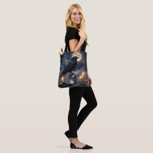 Mystical Witchy Raven Crystal Ball  Tote Bag