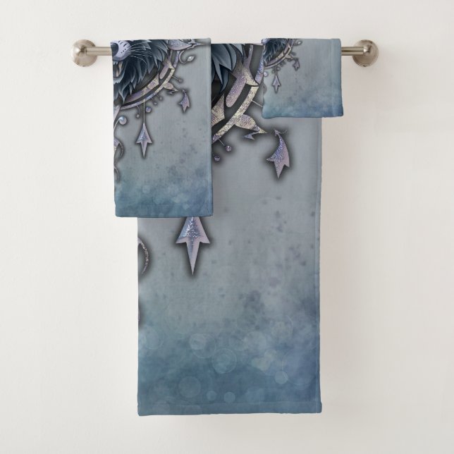 Mystical wolf head.  bath towel set (Insitu)