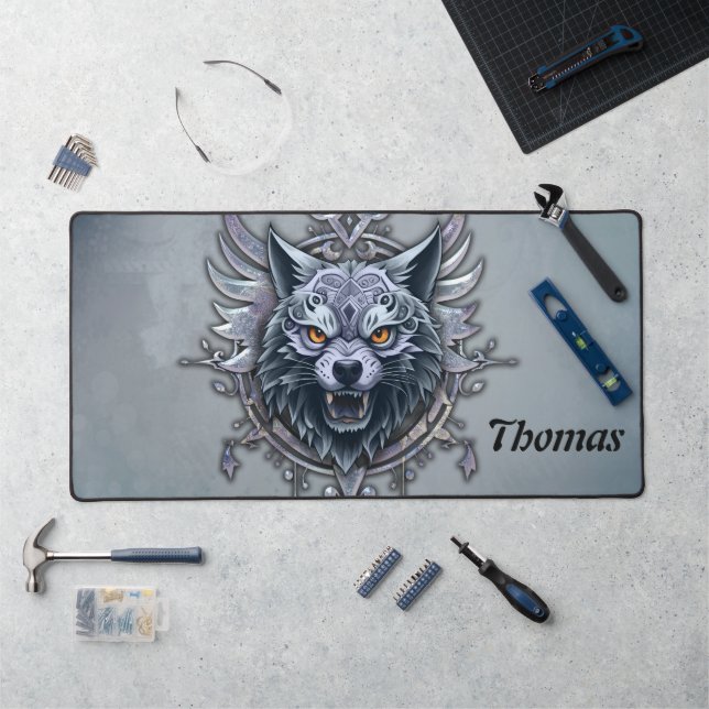 Mystical wolf head.  desk mat (Workstation)