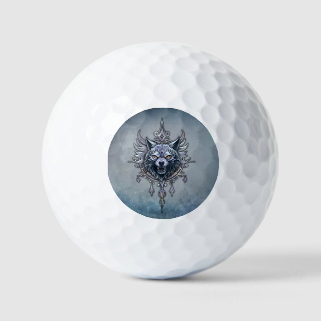 Mystical wolf head.  golf balls (Front)