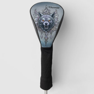 Mystical wolf head. golf head cover