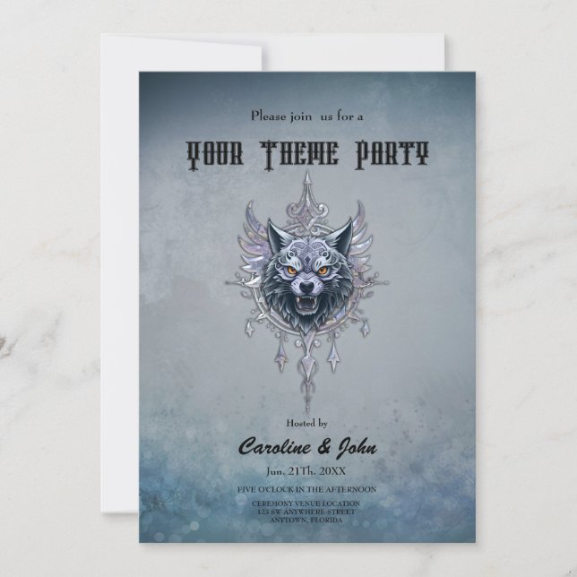 Mystical wolf head.  invitation (Front)