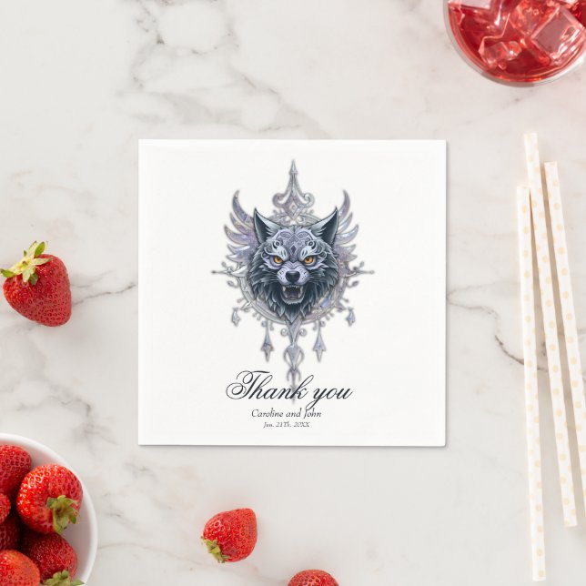 Mystical wolf head. napkin (Insitu)