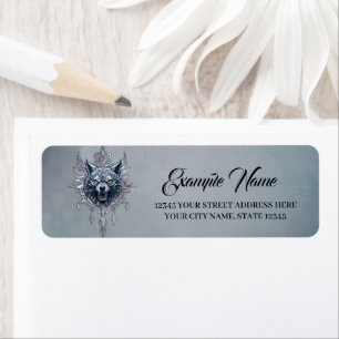 Mystical wolf head. return address label