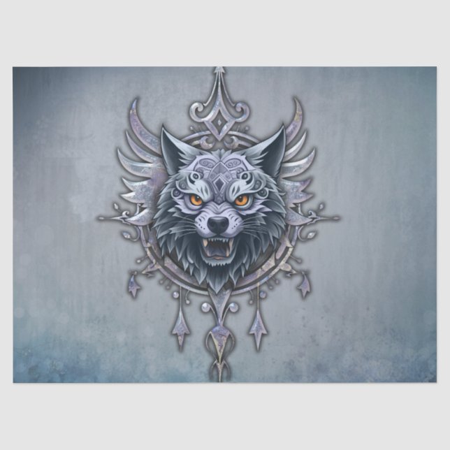 Mystical wolf head.  tissue paper (Front)