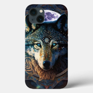 Mystical Wolf Moon Mandala iPhone 13 Case