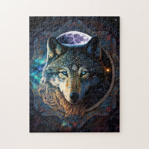 Mystical Wolf Moon Mandala Jigsaw Puzzle