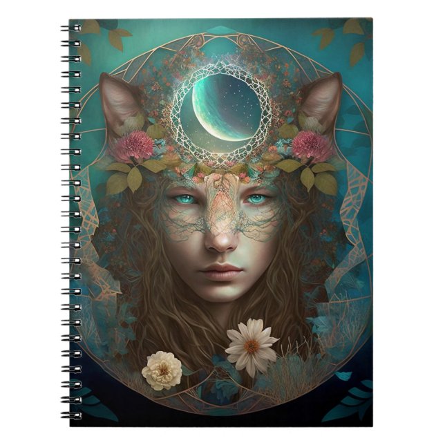 Mystical Wolf Moon Mandala Notebook (Front)