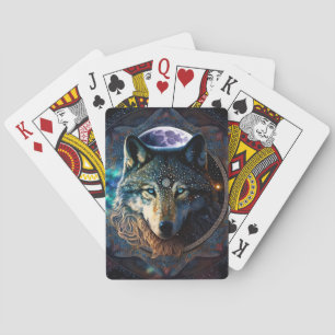 Mystical Wolf Moon Mandala Playing Cards