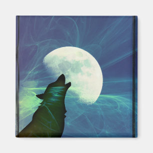 Mystical Wolf Moon Square Magnet